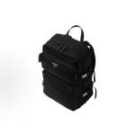 PRADA Re-NylonSaffiano enamel metal triangular logo zipper opening and closing schoolbag backpack backpack Black couple style for both men and women